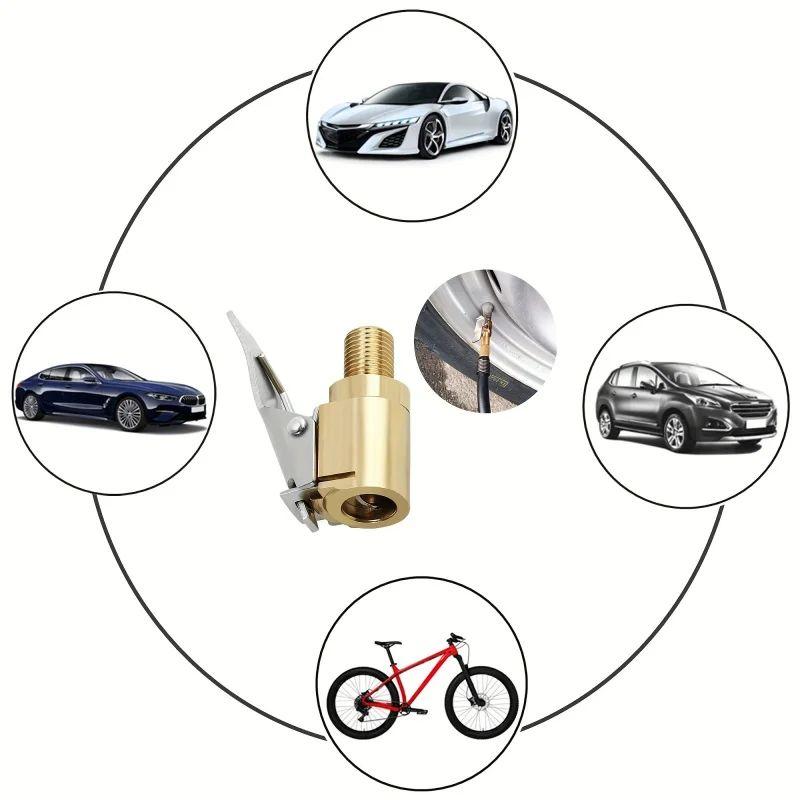 Car Auto Brass 6mm/8mm Tyre Wheel Tire Air Chuck Inflator Pump Valve Clip Clamp Connector Adapter Accessories For Compressor Tire Chucks 1