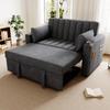Sofa Bed Flieks with Storage Box, 2-seater Sofa with Sleeping Function, Adjustable Backrest, 2 Cup Holders and Armrest Pockets