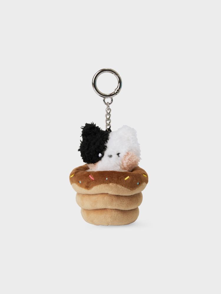 LINE FRIENDS Minini Jennini Bakery Chocolate Snail Bread Plush Keyring