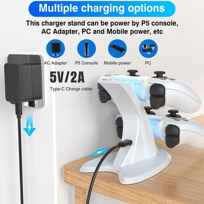 For PS 5 Portable Control Charger with Indicator Light Gamepad Charging Base Type-C Gamepad Storage Bracket Game Accessories