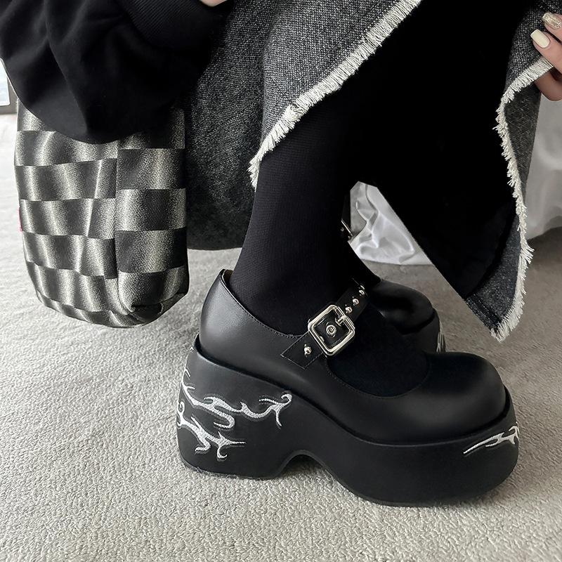 

Новые туфли Мэри Джейн на танкетке в китайском стиле, на толстой подошве, водонепроницаемые, женские маффины, маленькие шорты и туфли на одинарной подошве, увеличивающие рост 39 чёрный