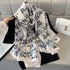 Fashion Printed Letters Hangzhou Silk Imitation Silk Lady's Temperament Long Towel Versatile Sun Protection Thin Style Warm Spring and Summer