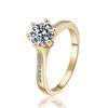 S925 Sterling Silver 1 Carat Moissanite Six-Prong Rotating Crown Ring, 18K Gold Plated for Women