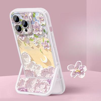 Oil Painting Flower Sea Suitable for Iphone16 IPhone Case 15 Invisible Bracket 14 Soft Silicone 13promax Huawei