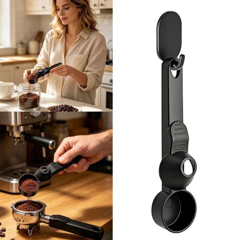 Integrated Coffee Funnel Spoon for Cleaner Powder Filling In Home Brewing, Kitchen Use, and Daily Drink Mixing