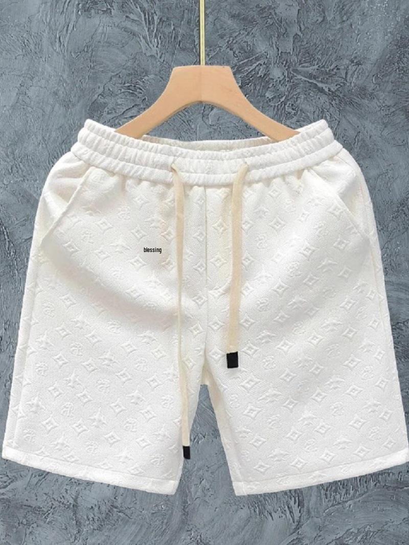 

Мужские спортивные шорты с жаккардовым узором, черные, 2024: Легкий, Повседневный, Высококлассный M белый