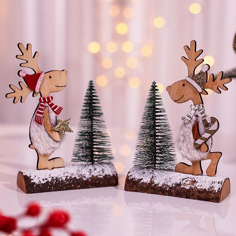 Wooden Christmas Cedar Tree Ornament Shopping Showcase Small Ornaments Small Gifts Christmas Decorations