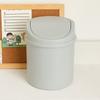 1pc Space-Saving Mini Desktop Trash Can with Lid - Polypropylene Cylindrical Tabletop Waste Bin, Easy To Clean Screw-Off Cap