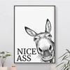Vintage Wall Art Classic Funny Animal Donkey Painting HD Canvas Print Poster for Home Bathroom Toilet Bedroom Decoration