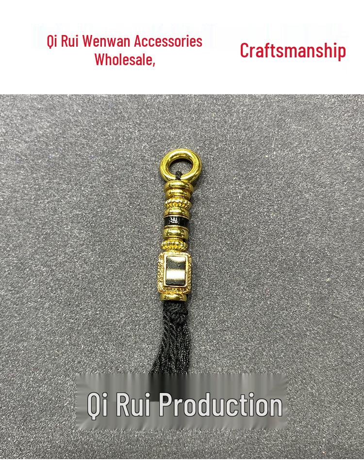 High-End Black Gold Dzi Inlay 108 Bead Pendant Necklace Accessory