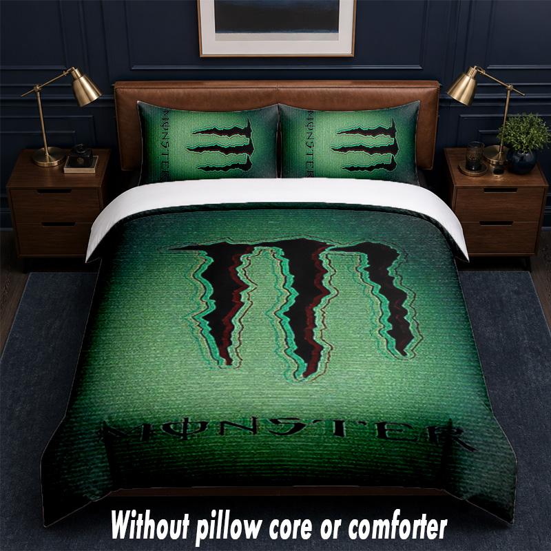 Set Biancheria da Letto Design Monster Energy 1 Copripiumino + 2 Federe Morbido Traspirante Biancheria da Letto per la Casa