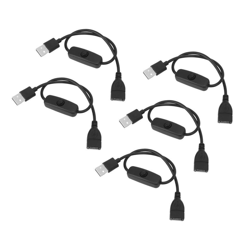 5PCS ON Off Switch Male To Female Cable 2 Pin PVC USB Extension Cable with B Utton for Driving