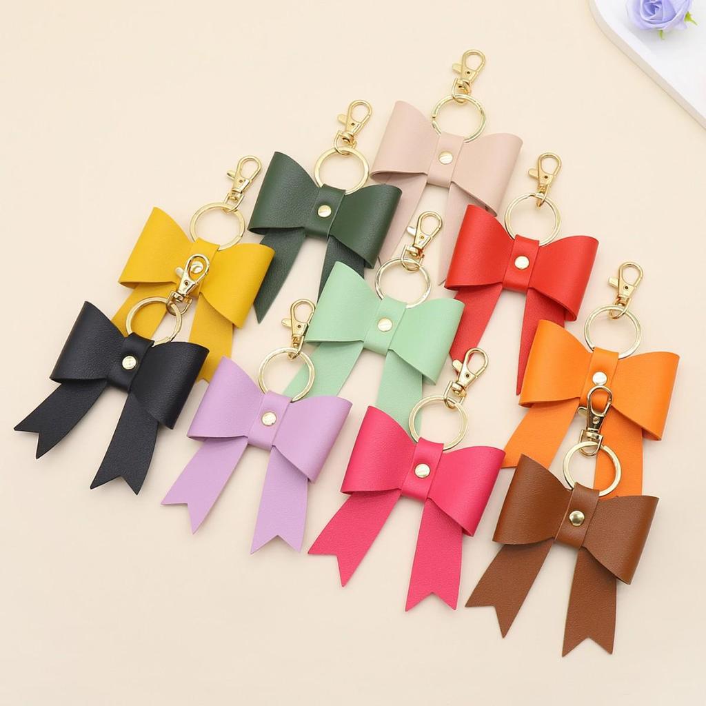 Bow Shaped PU Leather Keychain Bag Pendant Ornament