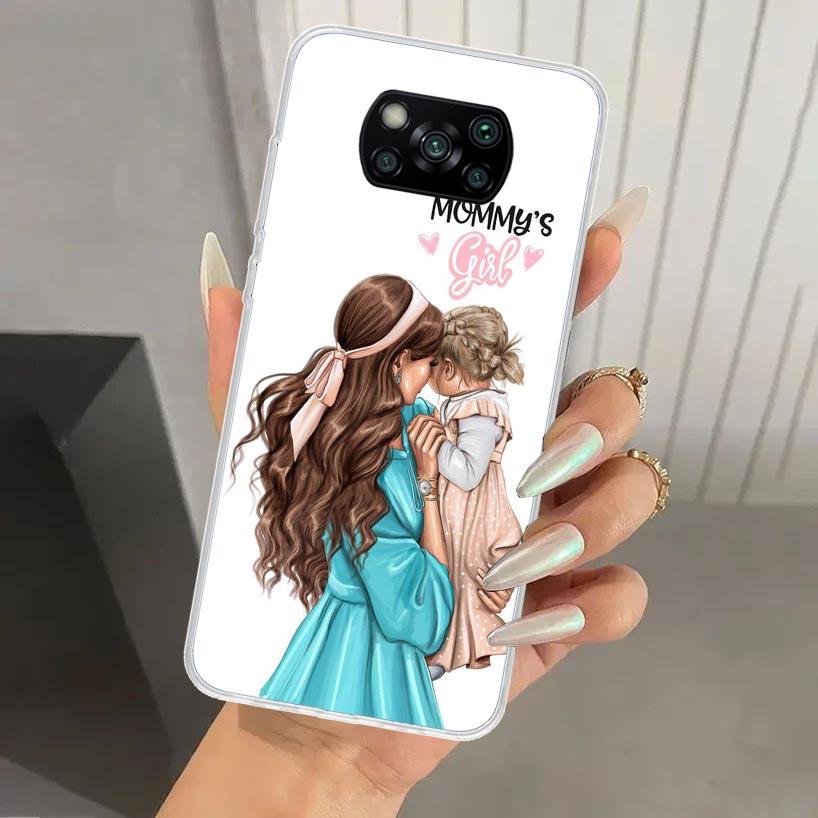 Mom Baby Girls Phone Case for Xiaomi Poco X5 X6 X7 Pro F7 Ultra M7 Redmi 15 15C 13 13C 12 12C 10 10A 10C 9 9A 9C 9T Shell Poco X