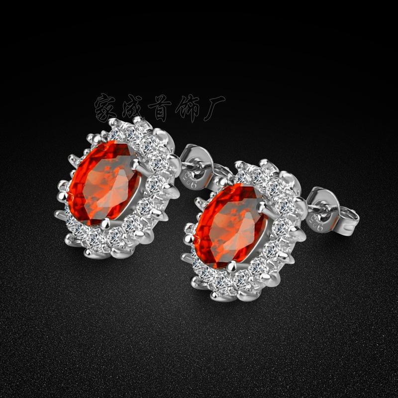 

Noble Princess Stud Earrings Inlaid With Red And Blue Zircon Women S Earrings Pendant Plated With Platinum And Silver Jewelry