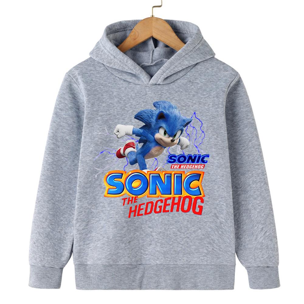 Sonic Lightning Dynamic Printed Kids' Hoodie, Let Children Wear Energetic Game-Inspired Playful Fashion Sense