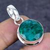 Skota Emerald(Simulated) Gemstone 925 Sterling Silver Jewelry Pendant 1.42" ETC-13811