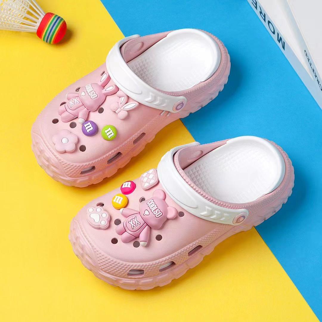 

Детские летние сандалии Crocs с нескользящей подошвой - Для мальчиков и девочек, уличная обувь для пляжа 34-35 розовый
