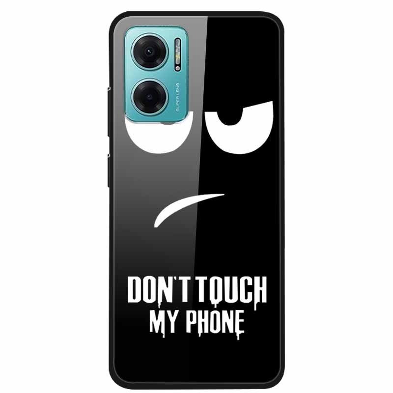Case For Xiaomi Redmi Note 11E Luxury Tempered Glass Hard Back Cover For Redmi Note 11E Capa Shockproof Flower Funda Wolf Coque