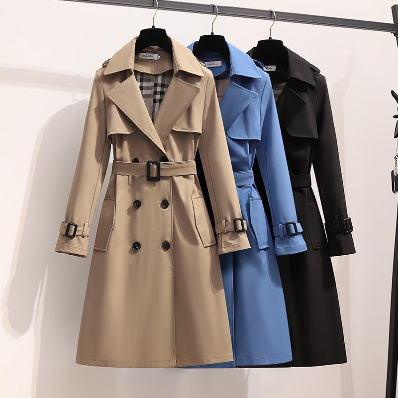 Women's Korean-Style Mid-Length Trench Coat - 2022 Autumn/Winter British Slim Fit Outerwear