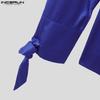 INCERUN Men Long Sleeve Cutout Satin Shirts Casual Solid Color Tops