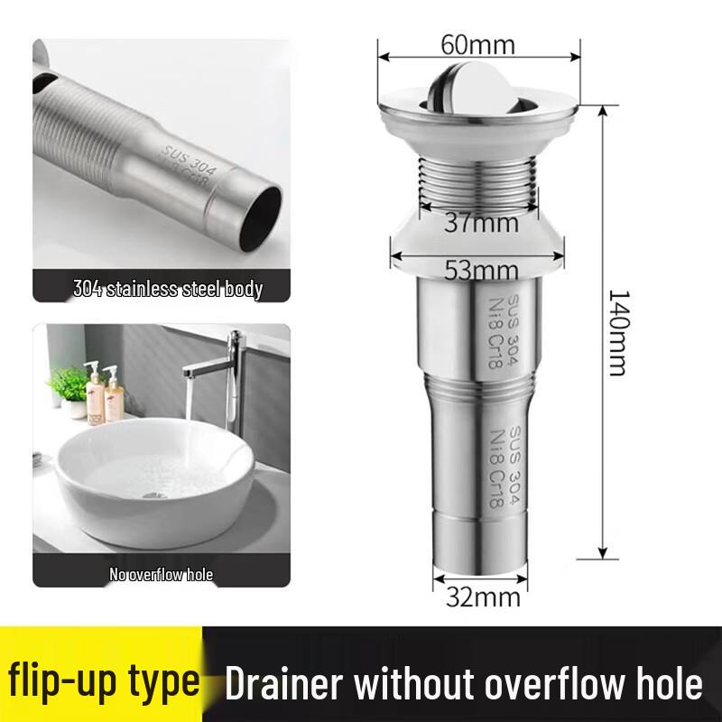 304 Stainless Steel Basin Pop-Up Drain