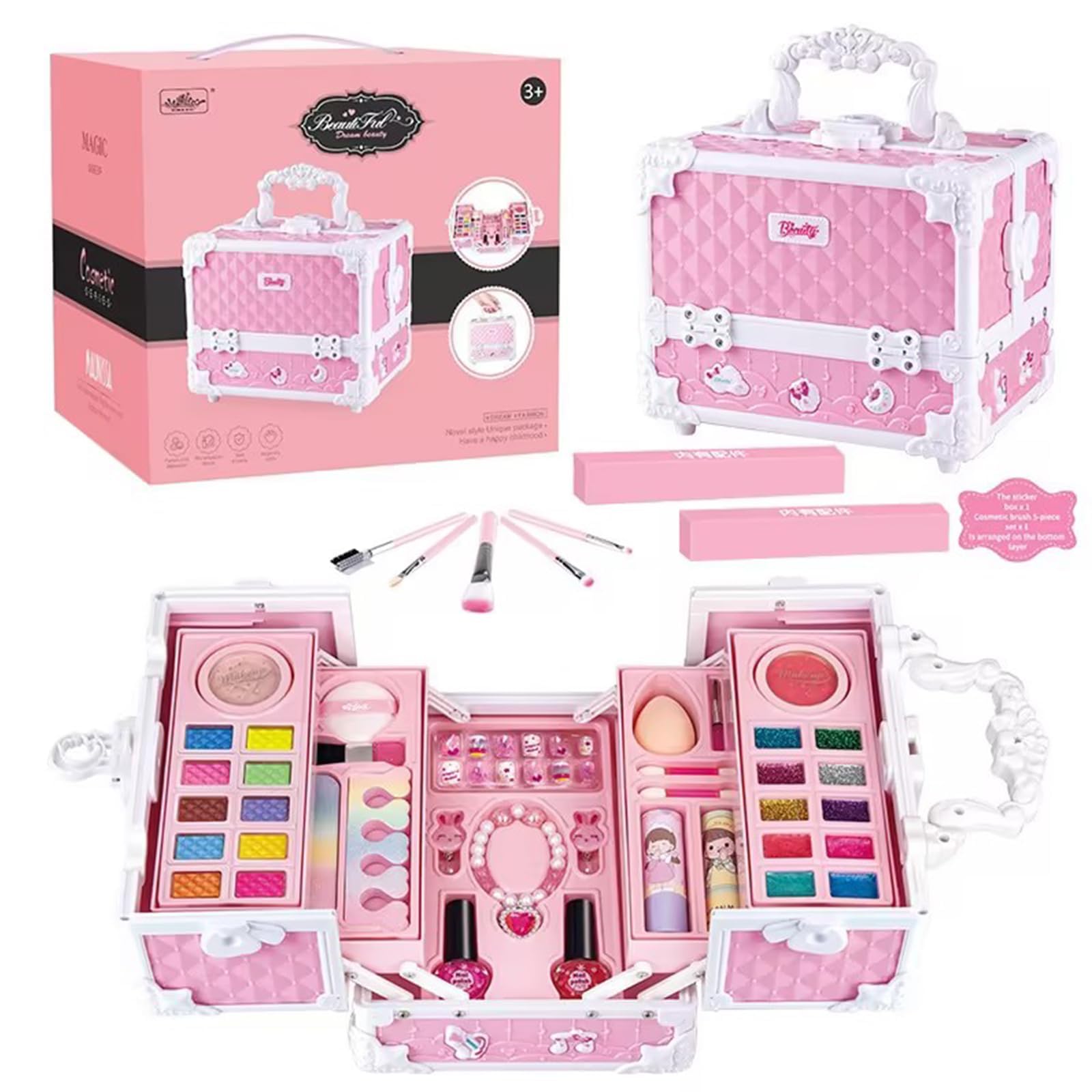 YAYAMIYA Makeup Toy for Kids - Pretend Play Cosmetics Set - Princess Style for Girls - Makeup Toy - Educational Toy - Washable - Children s Makeup