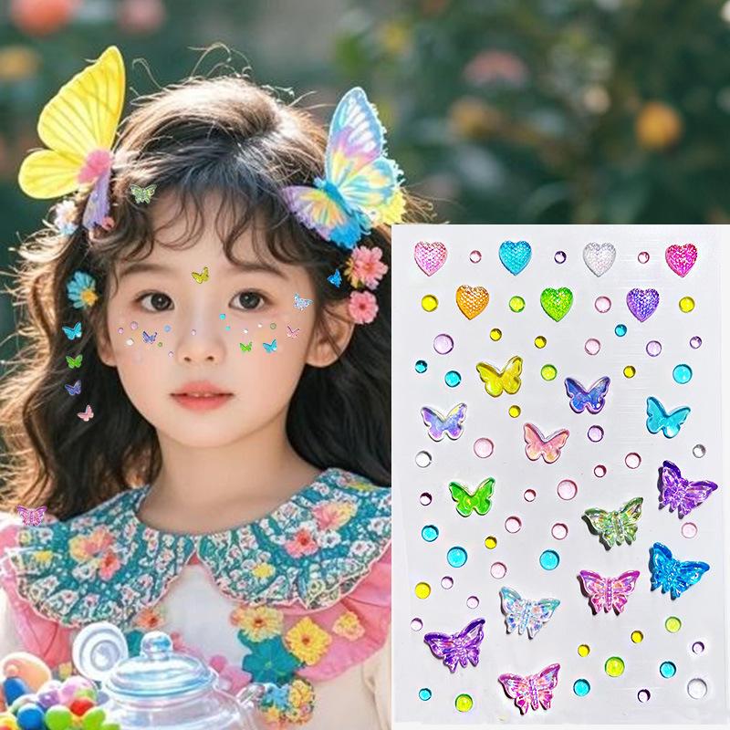 Sinfonia Aurora Farfalla Ghiaccio trasparente Farfalla Gemma Cristallo Diamante Adesivo Ragazza Vestire Viso tridimensionale brillante decorazione colore