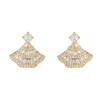 Elegant Fan-Shaped Zircon Stud Earrings - Versatile, Fashionable, Super Shiny S925 Silver for Women