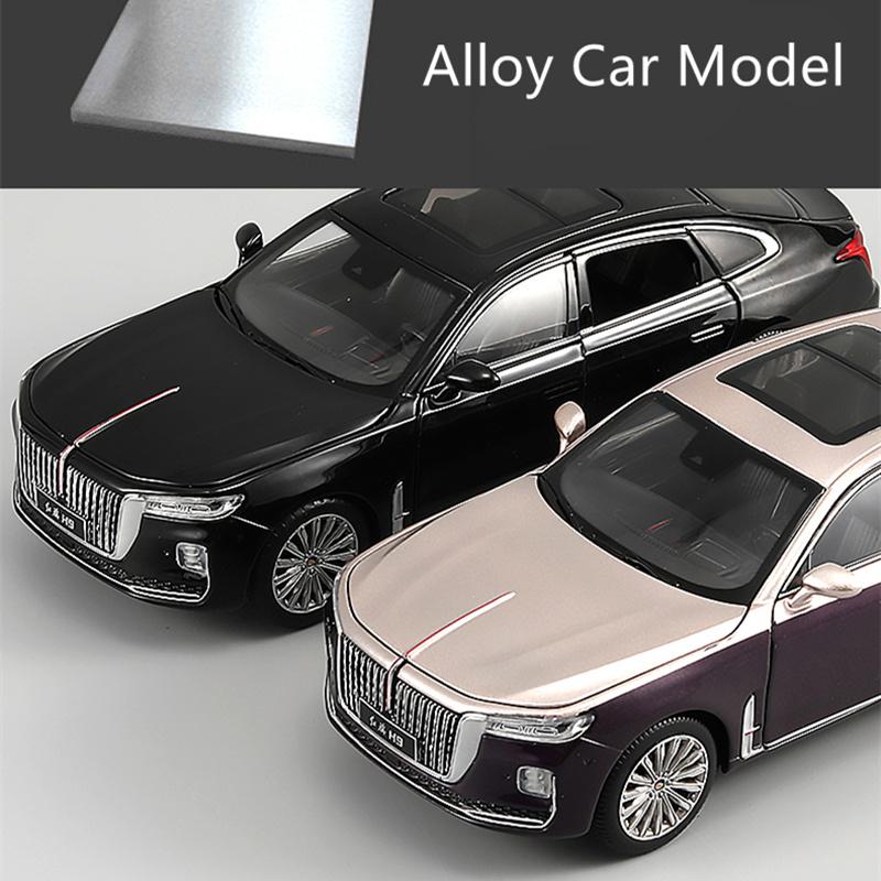 1/32 Hong Qi H9 Alloy Car Model Diecasts Luxy Vehicles Metal Car Model High Simulation Sound Light Collection Childrens Toy Gift