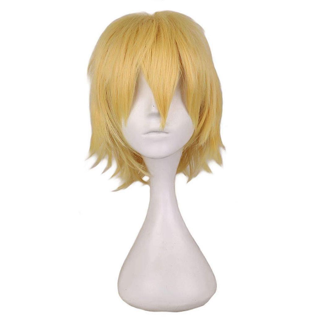 Short Synthetic Wig for Men Dark Blue 12 Inches Heat Resistant Fiber Cosplay Wig