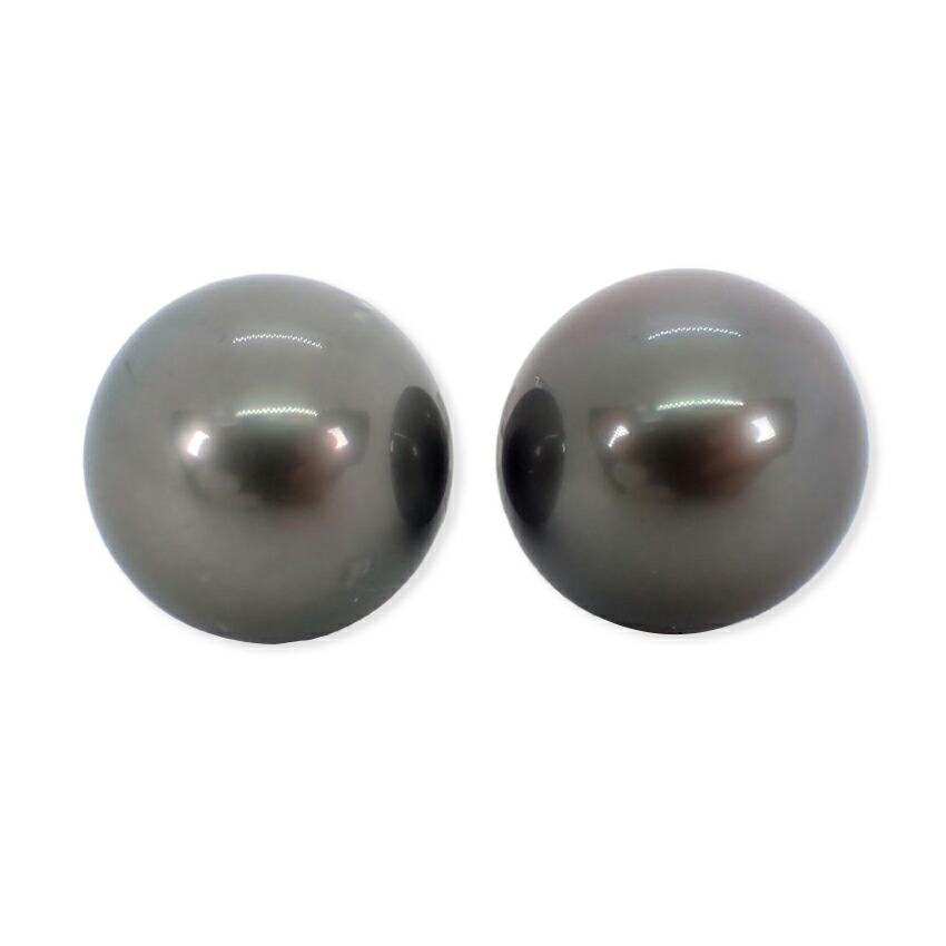 [Used] K14WG South Sea Black Pearl Earrings/j12-2
