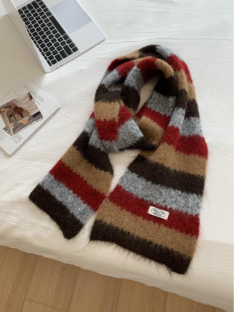 

Шарф Ins Dopamine Mohair Rainbow: Многофункциональный, теплый зимний галстук с яркими полосками в стиле японского колледжа. 180 темно-коричневого