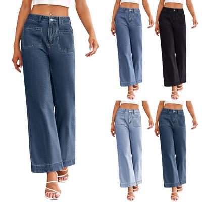 Women's Solid Color Casual Fashion Jeans With Pockets