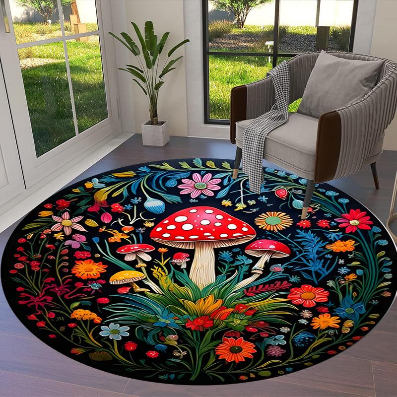 1pc Office Carpet Chair Mats Mushroom Garden Mandala Perfect for Decorating Office Chairs, Living Rooms, Or Bedrooms