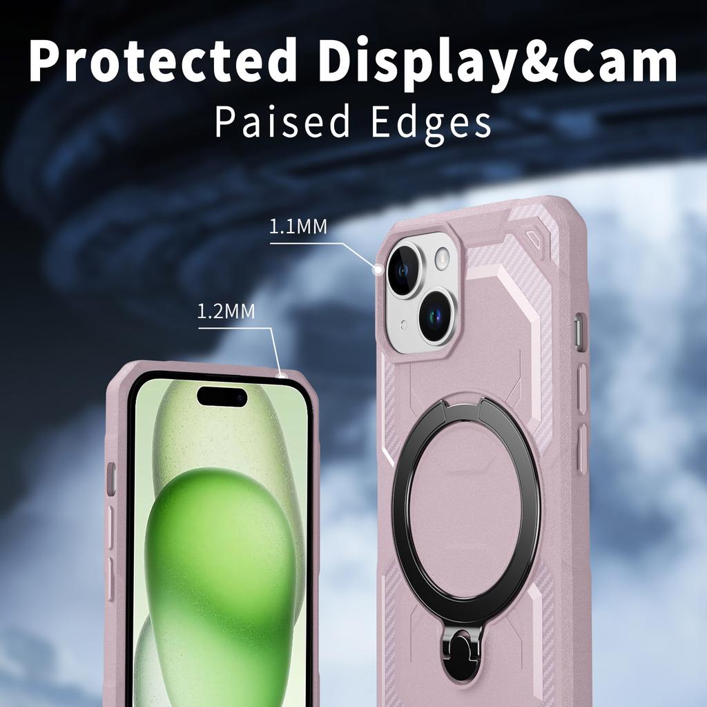 For iPhone 15 Case Compatible with MagSafe Kickstand TPU+PC Phone Cover