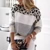 Women's Color Block Leopard Print Pullover: Long-Sleeved Casual Sweater for Autumn & Spring