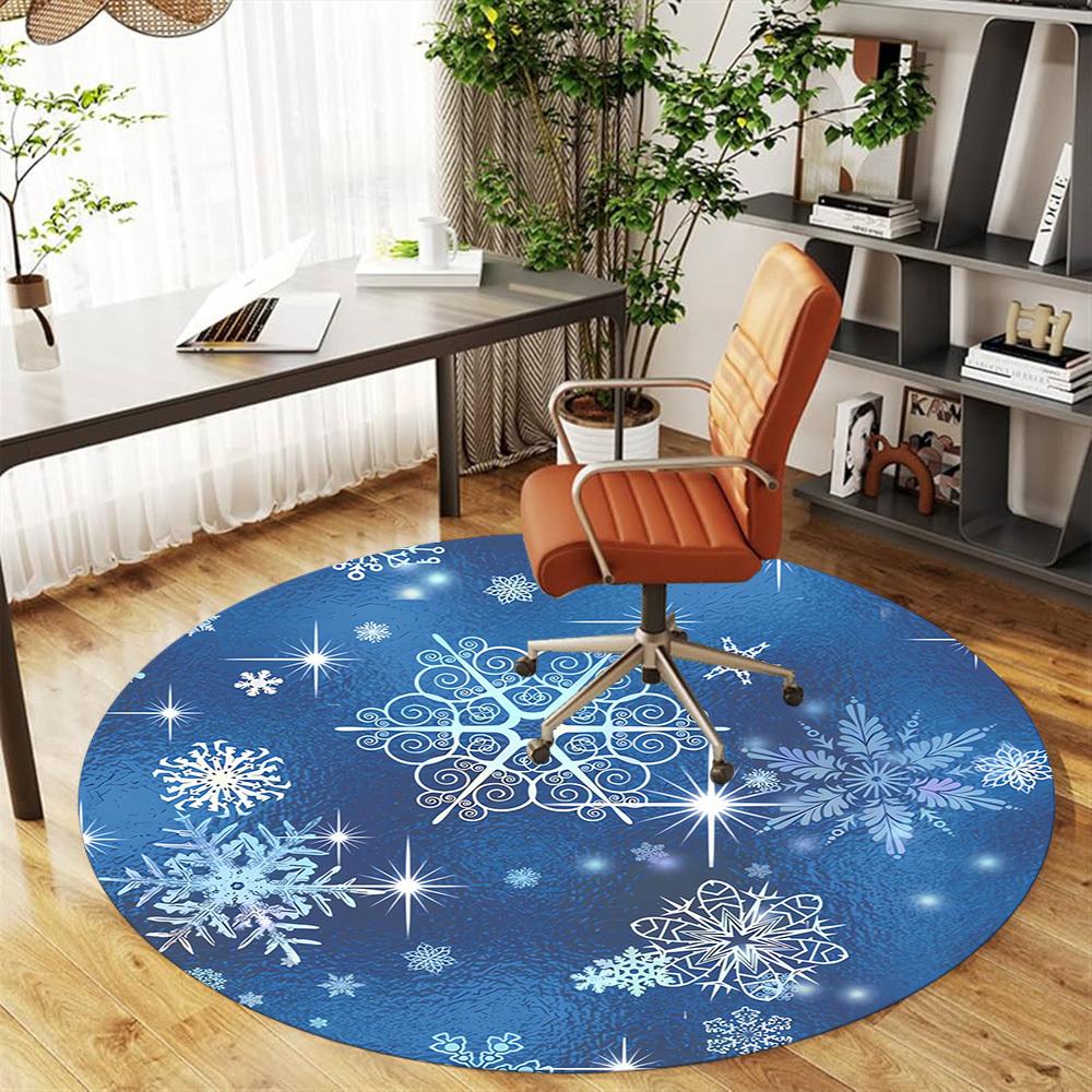 1pc snowflake winter Round Chair mat Area Rug - Non-Slip, Floor Mat for Office, Bedroom, and Indoor Decor c1118027