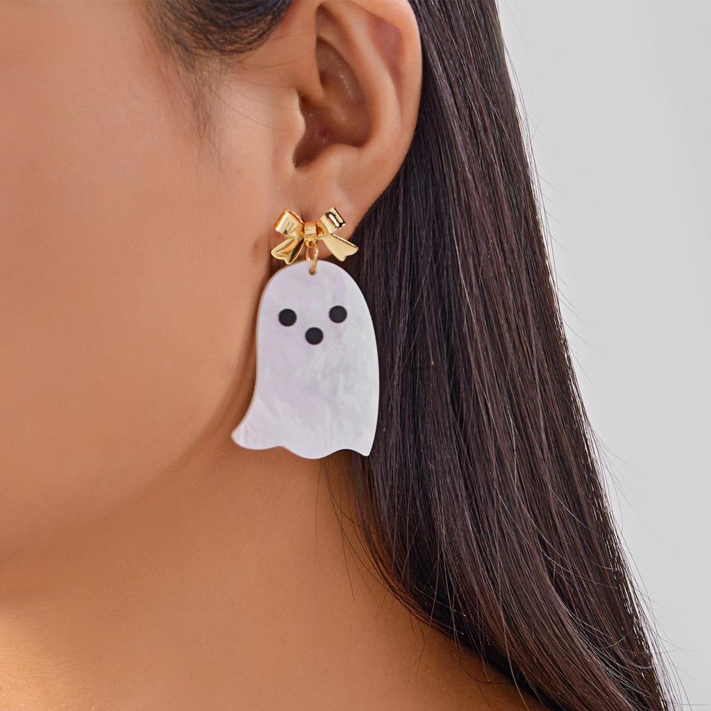 Halloween Cute Ghost Cartoon Ghost Earrings Stud for Women Long Tassel Earrings Festival Party Accessories Jewelry Gift