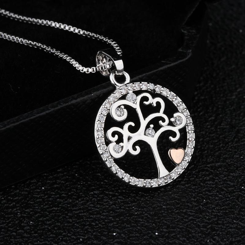 Colier Nou Arborele Vieții Dragoste Incrustat Diamant Placat Aur Dimensiune Culoare Păstrare Pandantiv