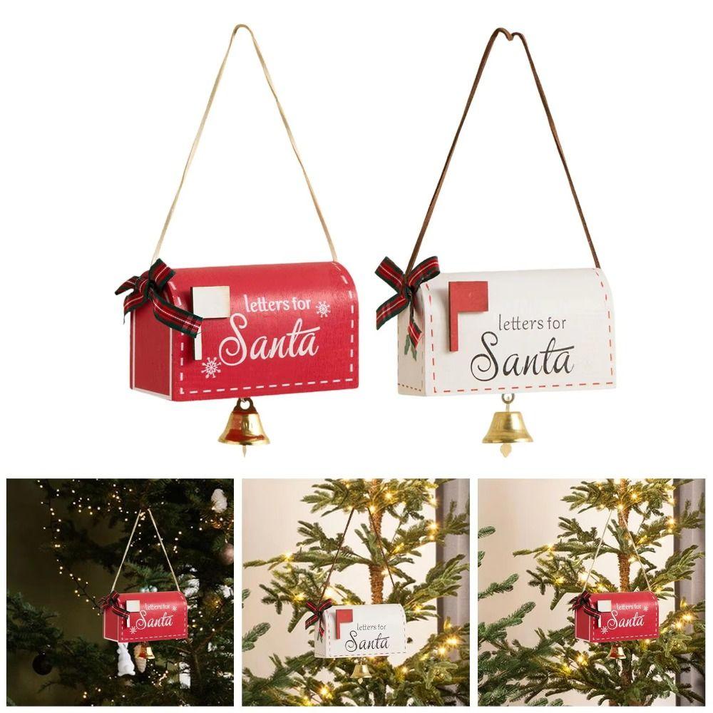 High Quality Wooden Christmas Mailbox Ornament Red White DIY Decor Xmas Post Box Santa Mailbox Party Gift