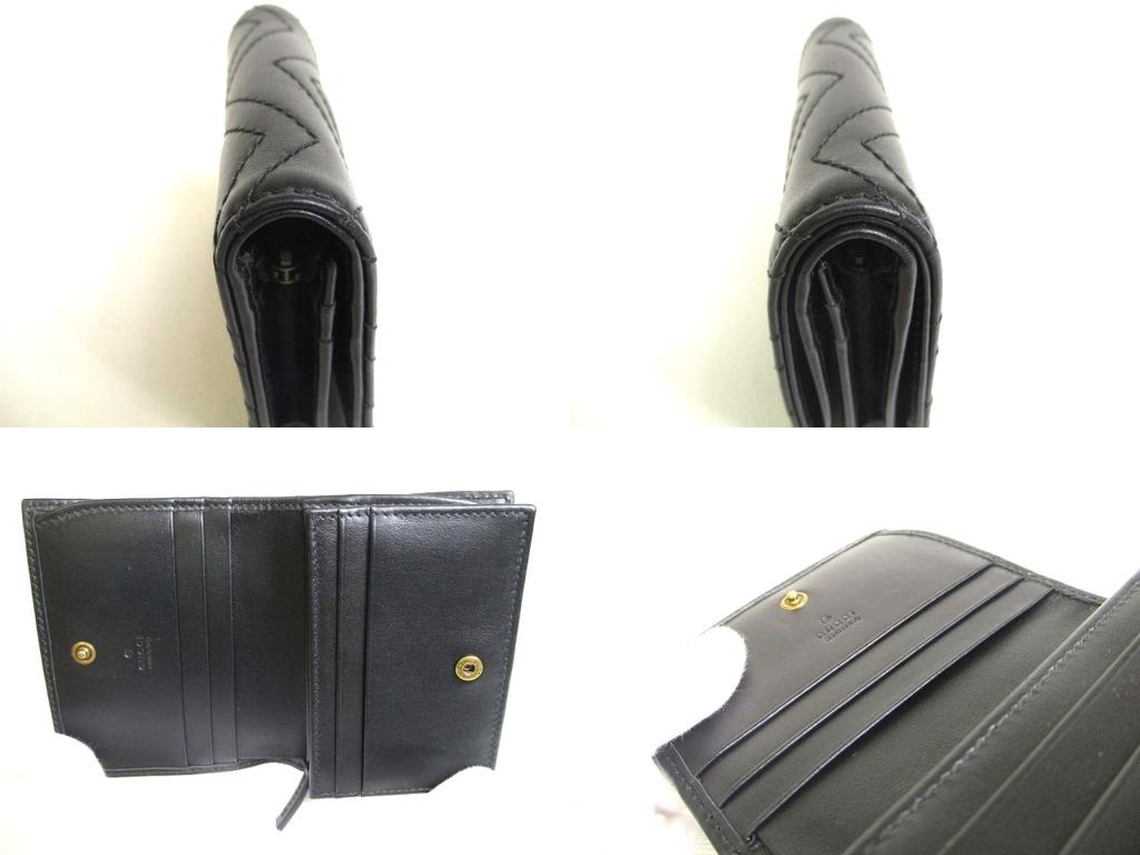 Authentic GUCCI GG Marmont Black Leather Bifold Wallet Compact Wallet #a451  Refurbished