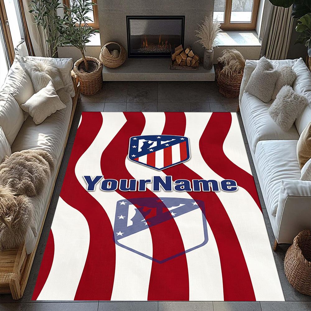 Atletico Madrid Customizable Name Floor Rug Office Rug Design for Bedrooms Outdoor Dormitory Decorate room Anti-slip Rug Decorate Offices