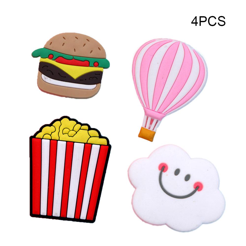 4PCS PVC Soft Plastic Color Printing Three-Dimensional Plant Food Cartoon Home Decor Fridge Magnet Refrigerator Decoration Gift