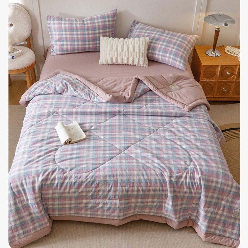 1Pc Summer Quilt Thin Quilt  For Bedroom Bedding Student Dormitory Single Bed Double Bed Breathable Comfortable Not Stuffy