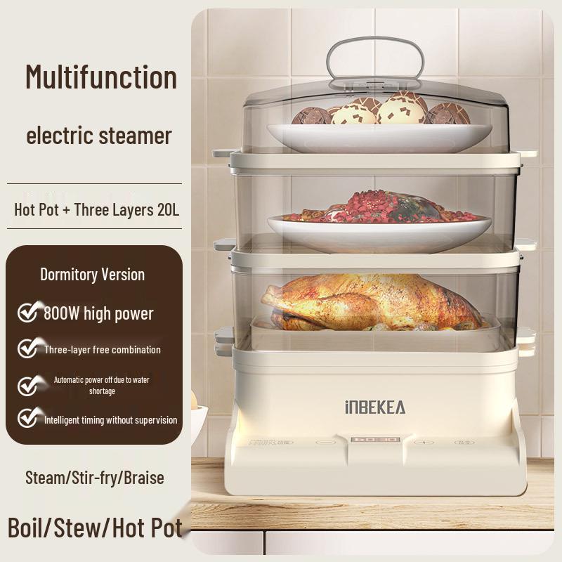 Three-Layer Multifunctional Electric Steamer: Large Capacity