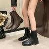 New Women Ankle Boots Fashion Female Flat Heel Low-Heel Shoes Lady Boots Leather Woman Low-heel Keep Warm Ankle Boots