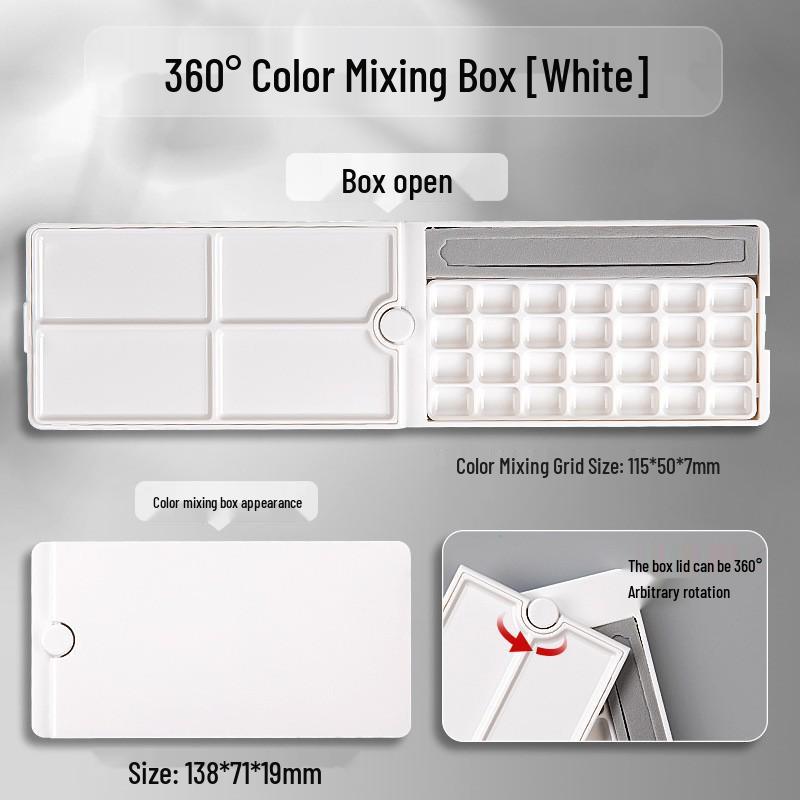Shimingke 12-Grid Ceramic Palette with Lid - Easy To Clean for Oil and Watercolor Painting