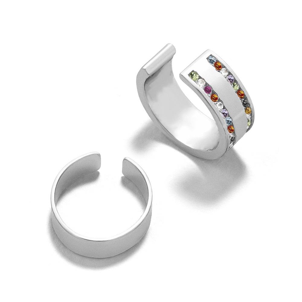 Alloy Rhinestone Chic Clip Earrings Modern Geometric Style Ear Jewelry