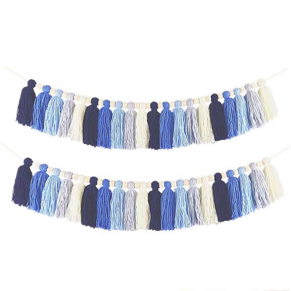 European & American Style Wool Thread Wooden Beads Tassel Wall Hanging Ornament